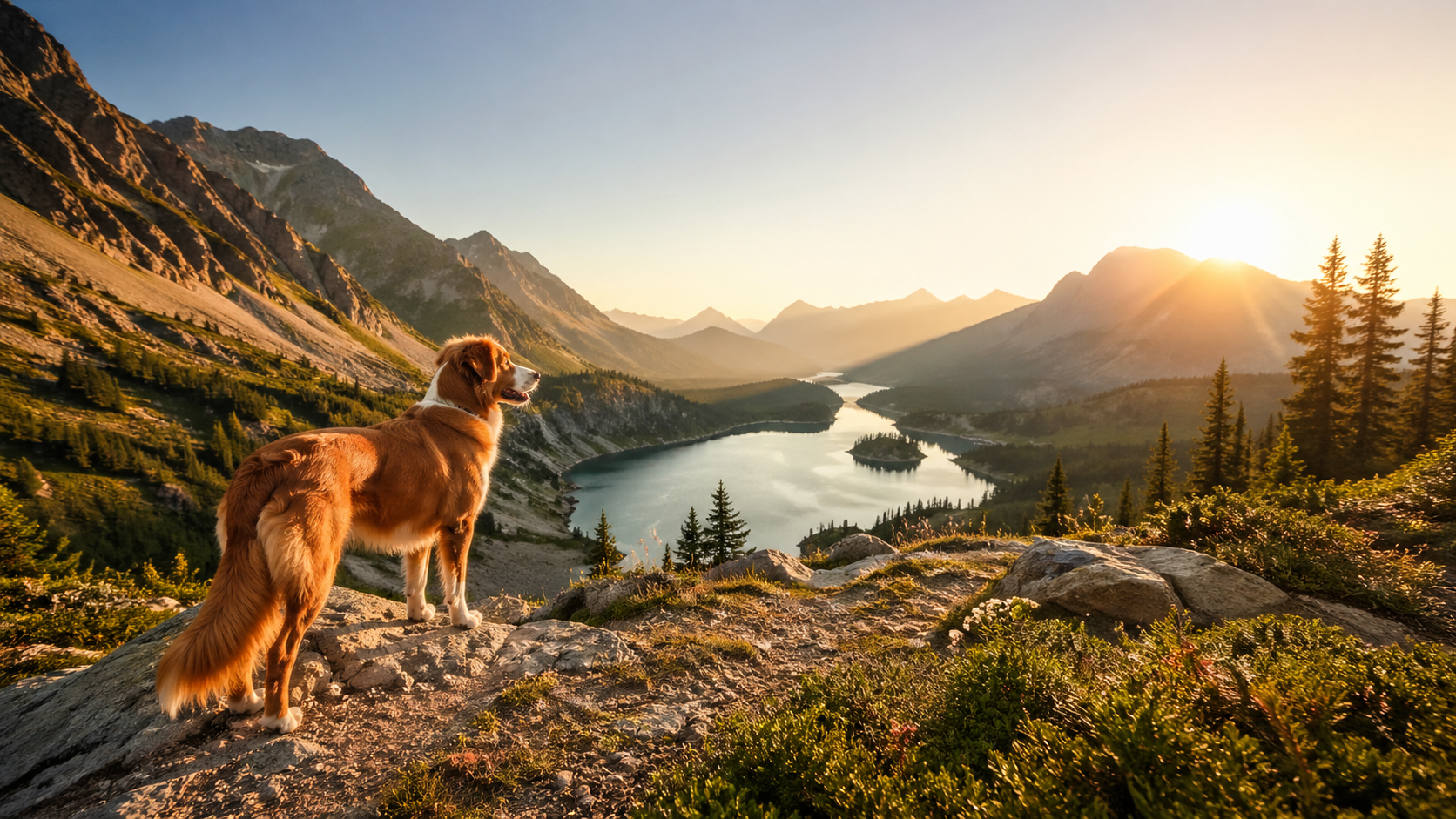 Hund in wunderschöner Landschaft in Deutschland